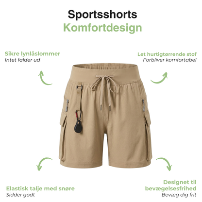 Dame Sportsshorts – Lettvekt – Med Lynlåslommer & Snøring