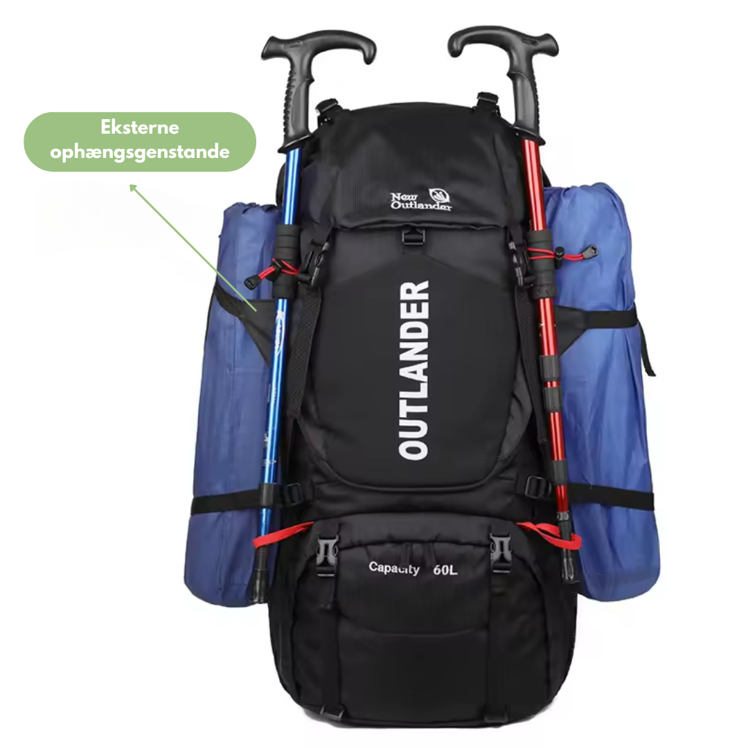 OutdoorHaven Trekkingsekk 60L - Vanntett & Multifunksjonell