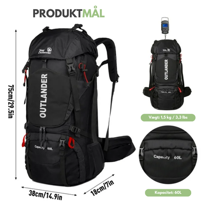 OutdoorHaven Trekkingsekk 60L - Vanntett & Multifunksjonell