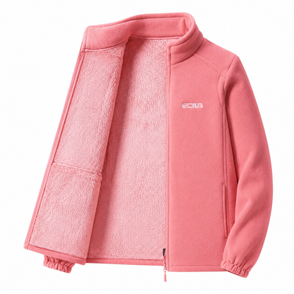 Fleecetrøje dame i fuchsia på model