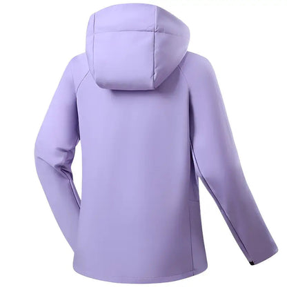 Softshell jakke dame i blå set fra siden