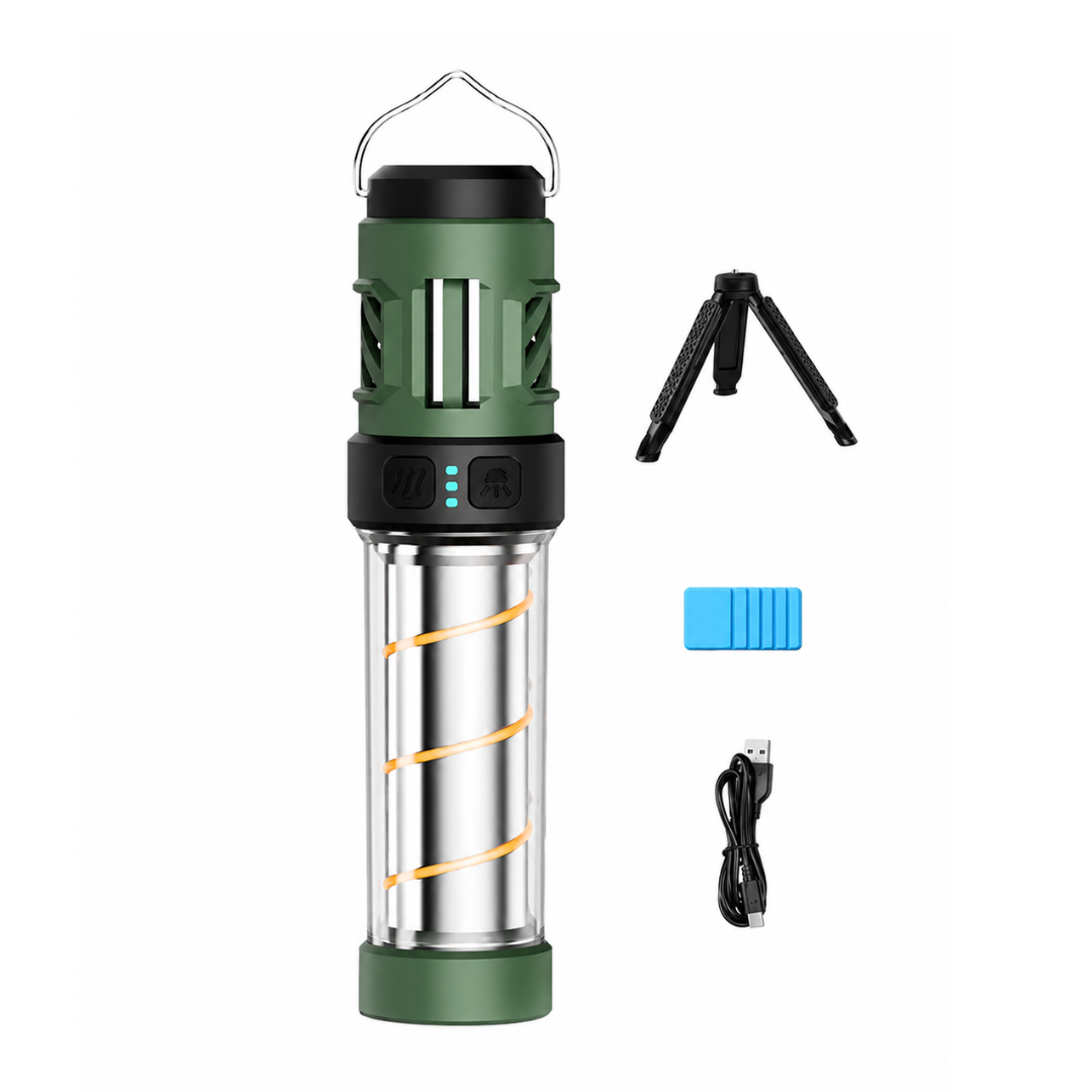 Campinglampe med Myggeafvisning – 5 Lysindstillinger – USB-Genopladelig med Stativ