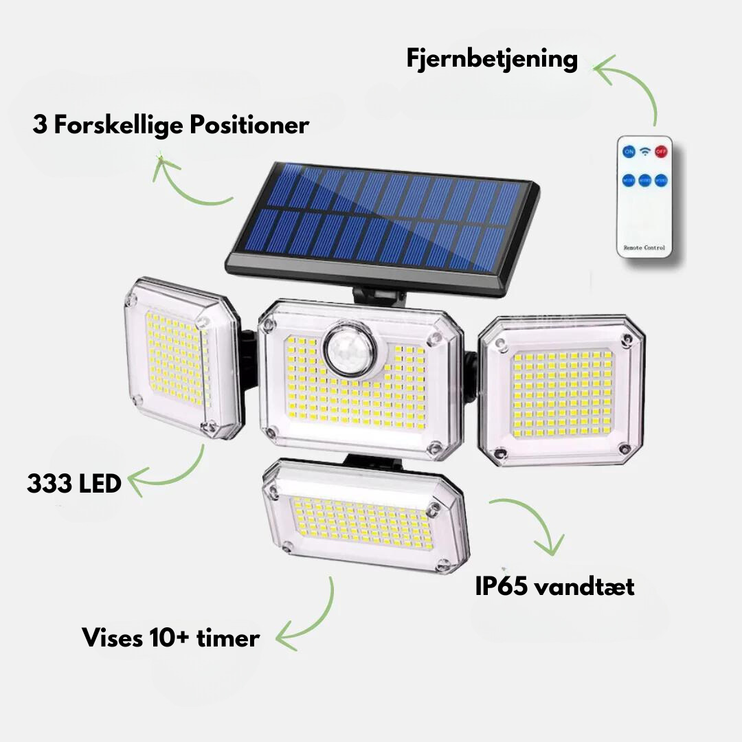 Utendørs solcellelampe - Bevegelsessensor - 333 LED