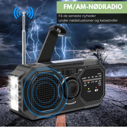 Bærbar nødradio - kan lades med solenergi