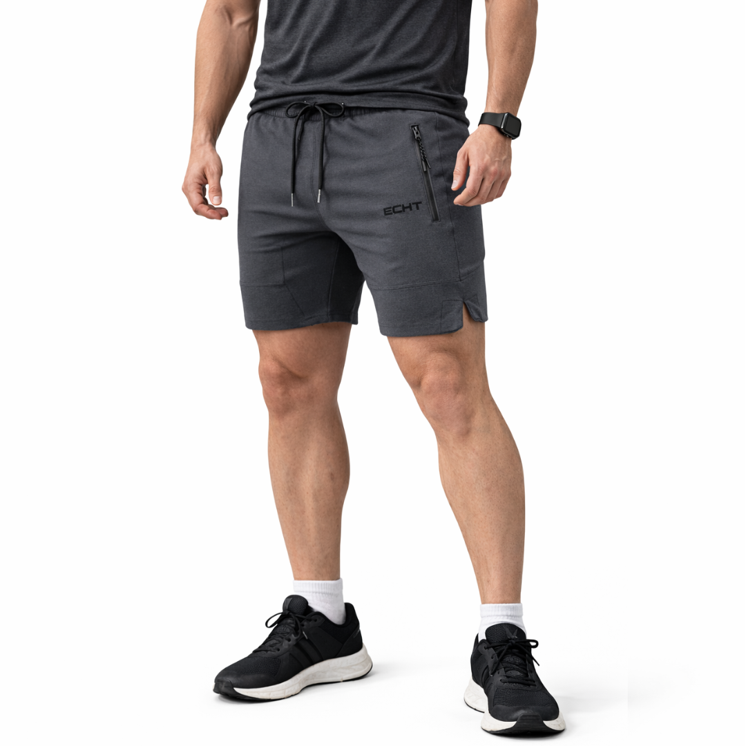Herre sportshorts – glidelåslommer & hurtigtørkende – trening