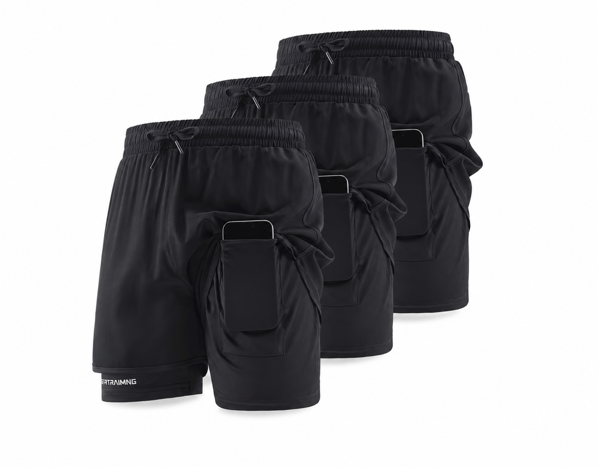 Herre 2-i-1 sportshorts – hurtigttørrende & komfortable 3 Pak