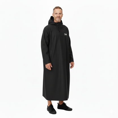 Unisex Regnponcho – Vandtæt med Hætte – Lang Jakke