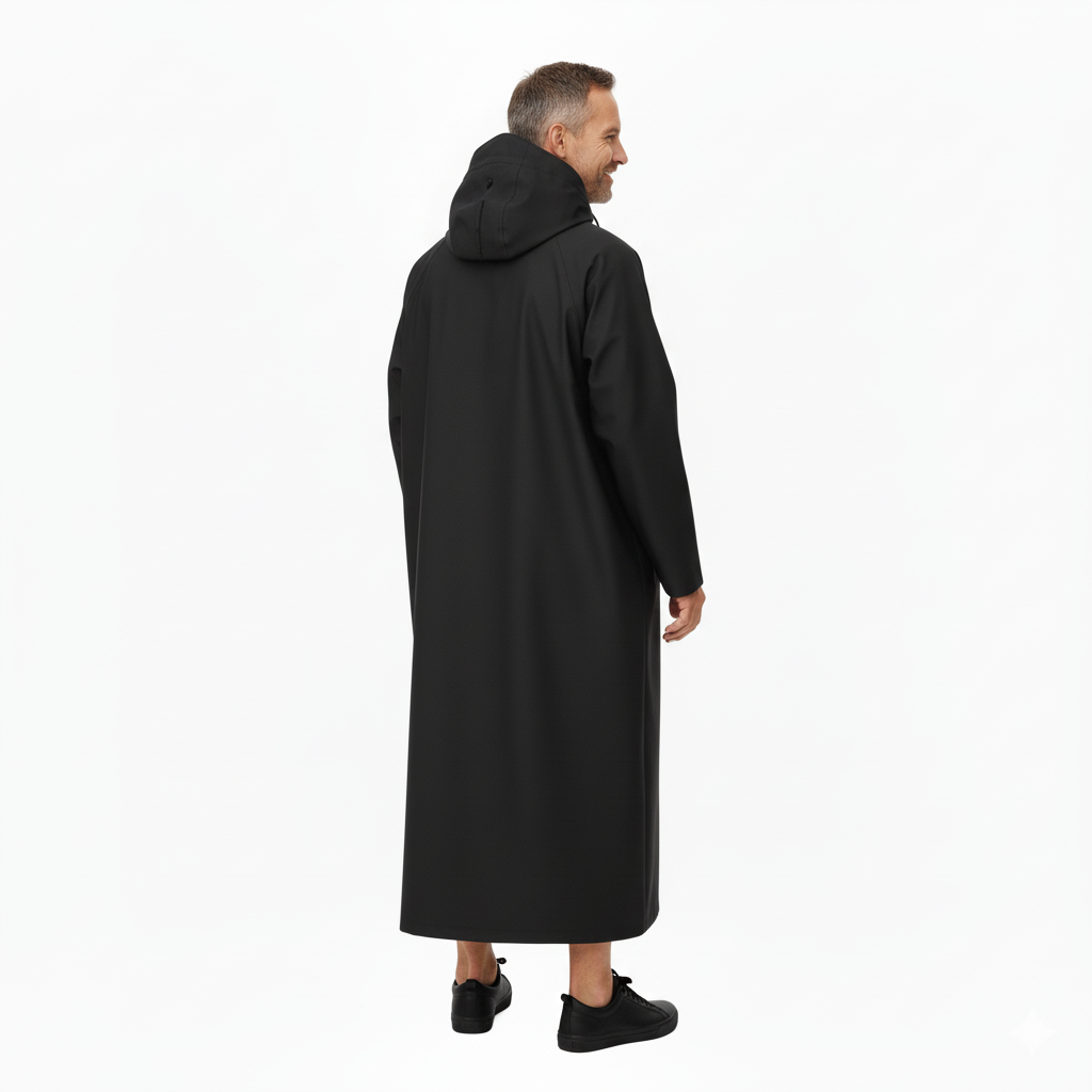 Unisex Regnponcho – Vandtæt med Hætte – Lang Jakke
