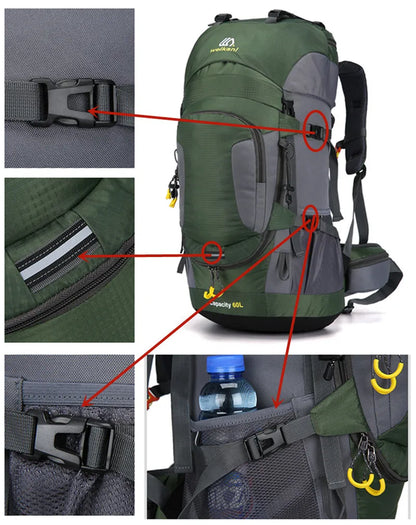 OutdoorHaven - 60L ryggsekk - Vanntett