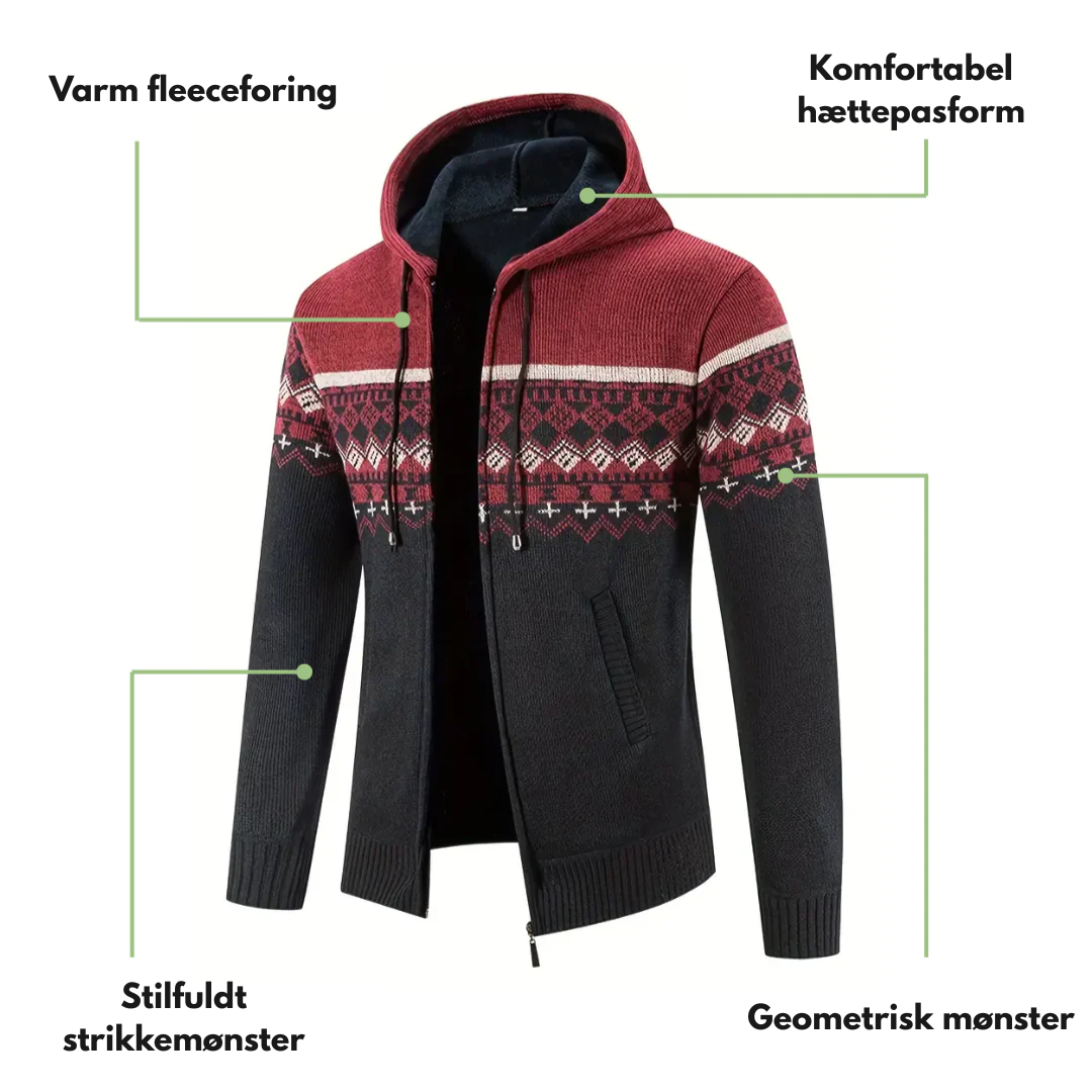 Herre Hoodie Genser – Tykt Fløyel – Geometrisk Mønster