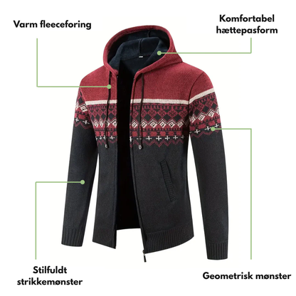 Herre Hoodie Genser – Tykt Fløyel – Geometrisk Mønster