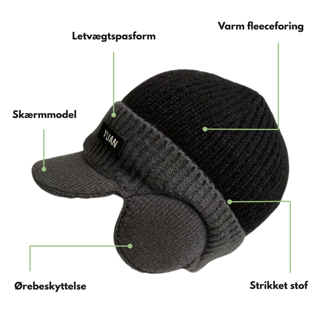 Vinterstrikket Lue – Varm Fleece – Ørebeskyttelse