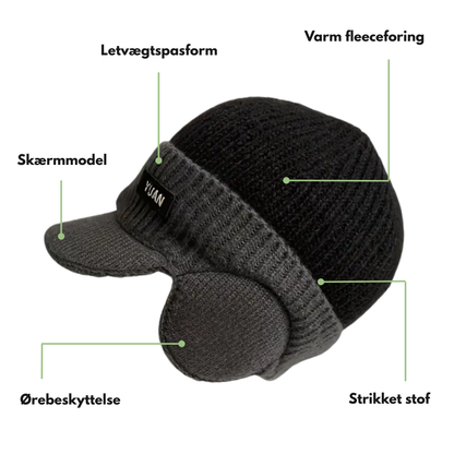 Vinterstrikket Lue – Varm Fleece – Ørebeskyttelse