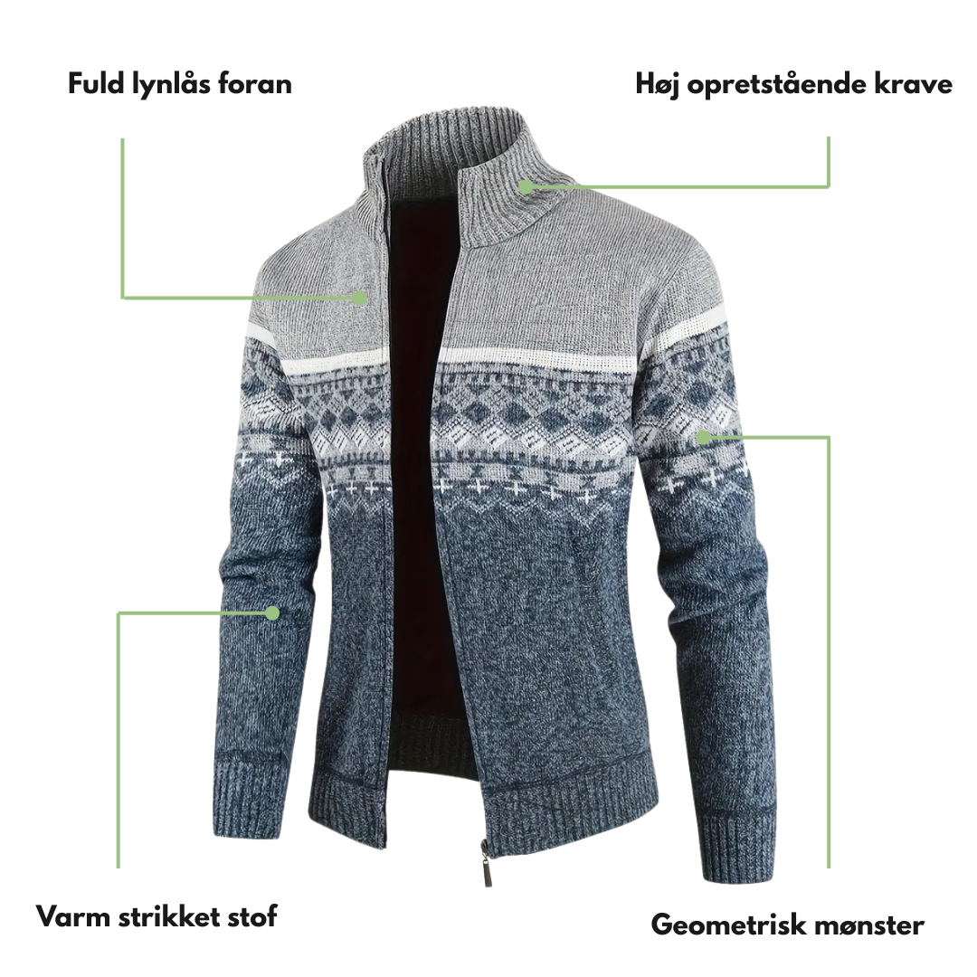 Herre Sweatshirt – Strikket – Geometrisk Mønster