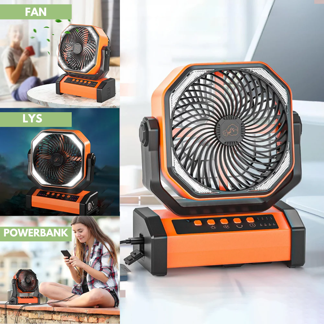 Ventilator til camping - 3-in-1