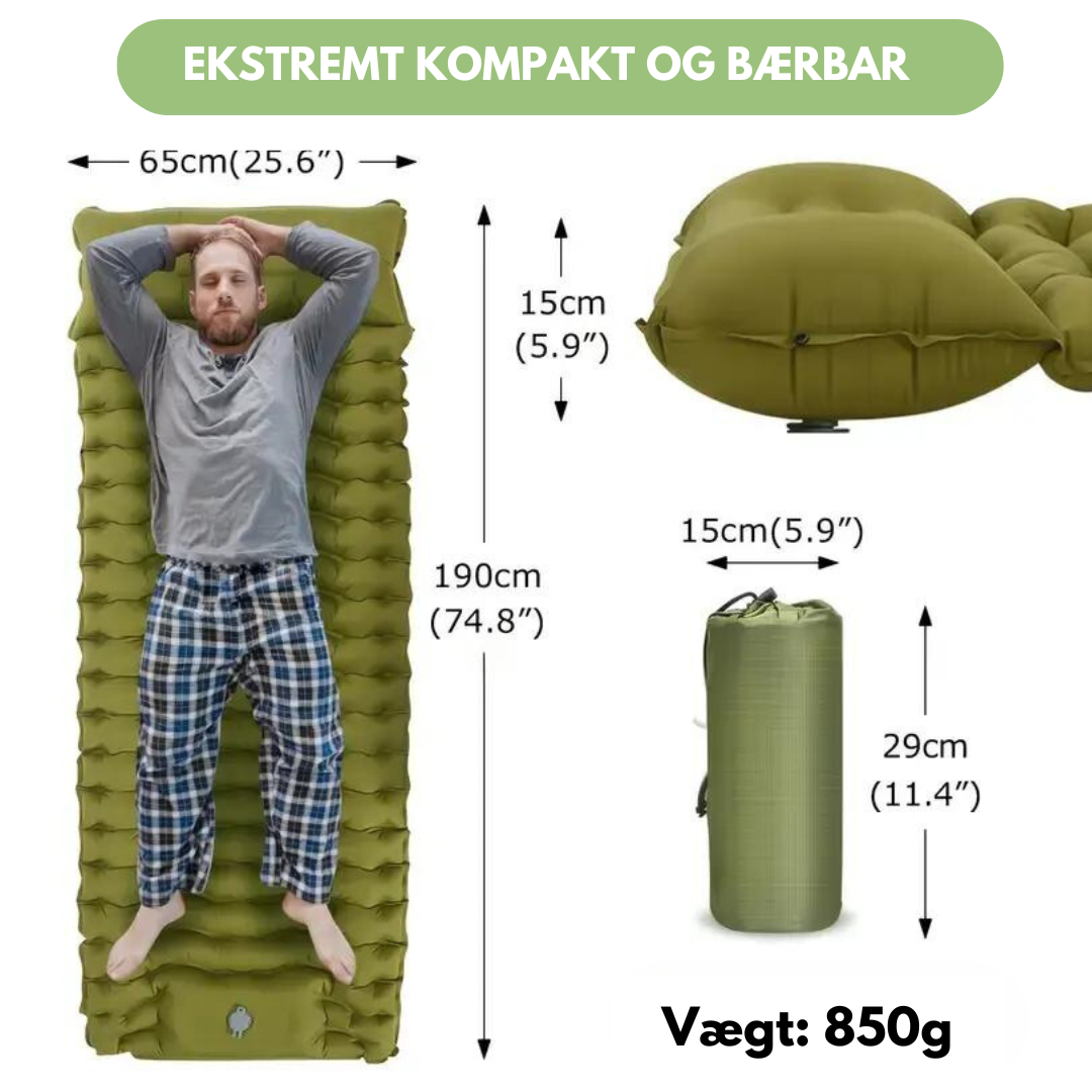 Luftmadrass - camping - innebygd pumpe