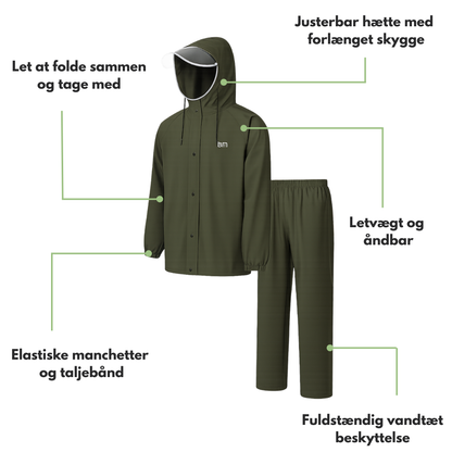 Herre Regnssett – Vanntett Jakke – Med Hetta Sett