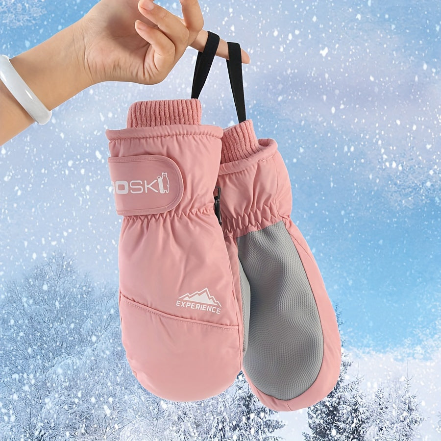 Skihandsker dame beige detalje af håndrem