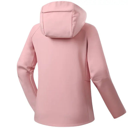 Softshell jakke dame i lyslilla set fra siden