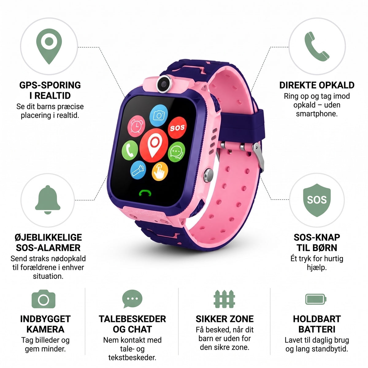 Smartwatch Børn med GPS - SOS-knap & Opkald - Kamera – 8