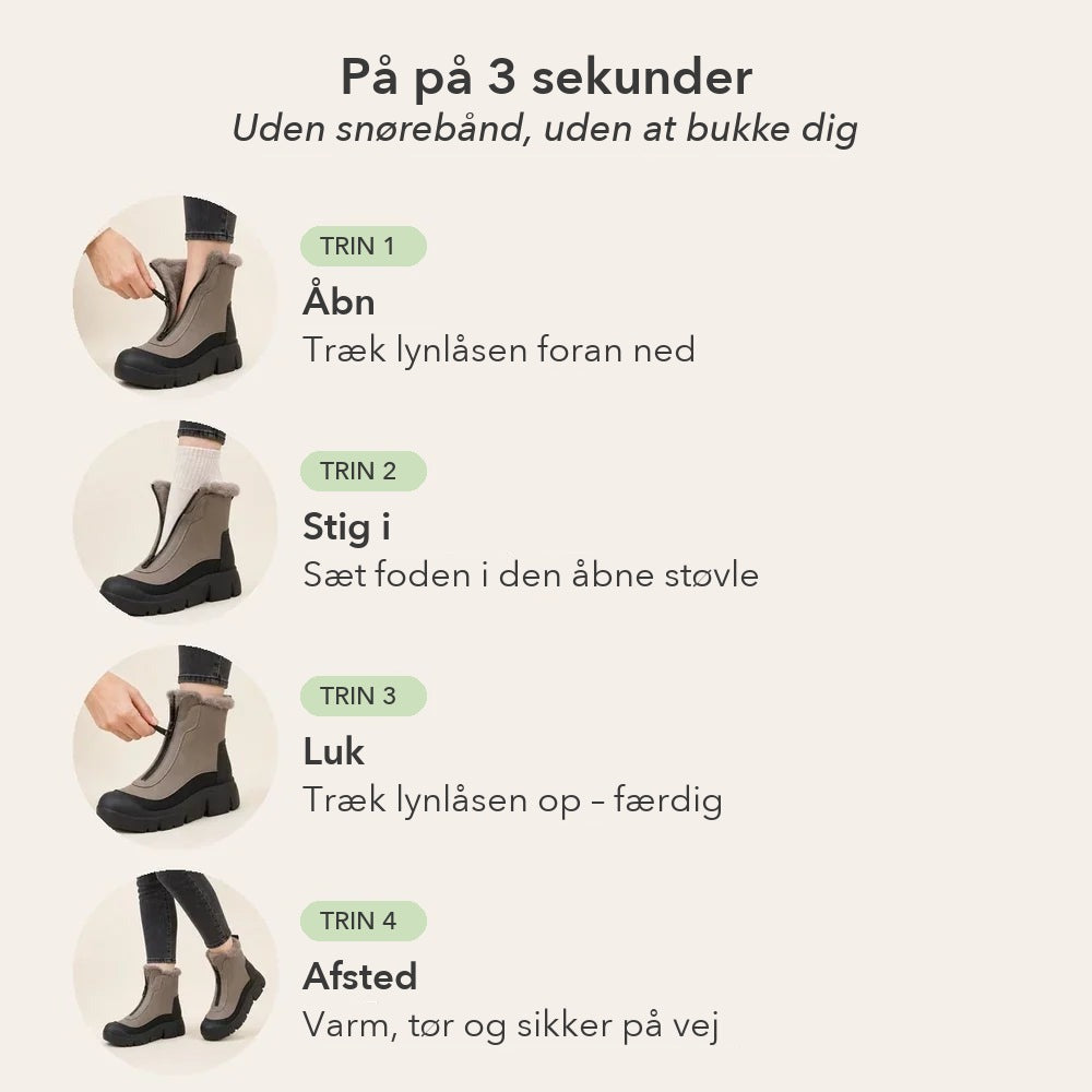 Vinterstøvler Dame - Forede Støvler med Lynlås Foran - Mønstret Sål – 7