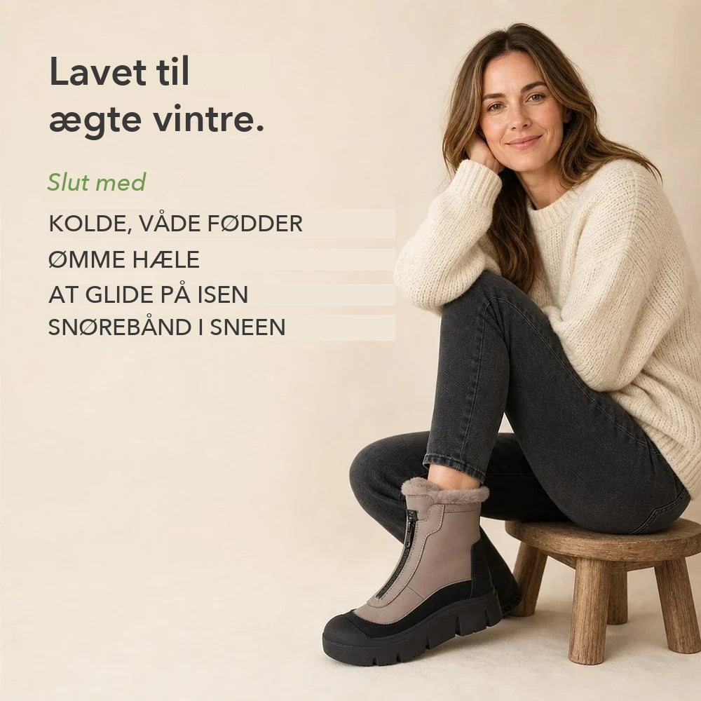 Vinterstøvler Dame - Forede Støvler med Lynlås Foran - Mønstret Sål – 8