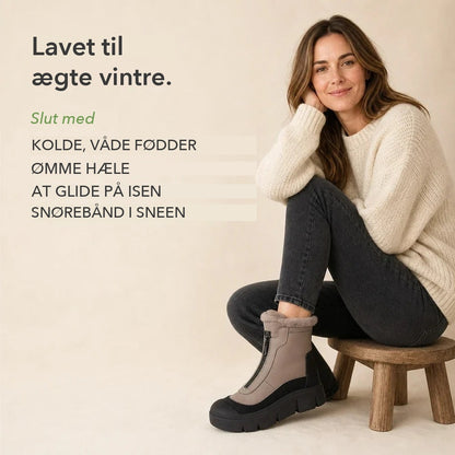 Vinterstøvler Dame - Forede Støvler med Lynlås Foran - Mønstret Sål – 8