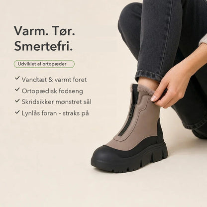 Vinterstøvler Dame - Forede Støvler med Lynlås Foran - Mønstret Sål – 6