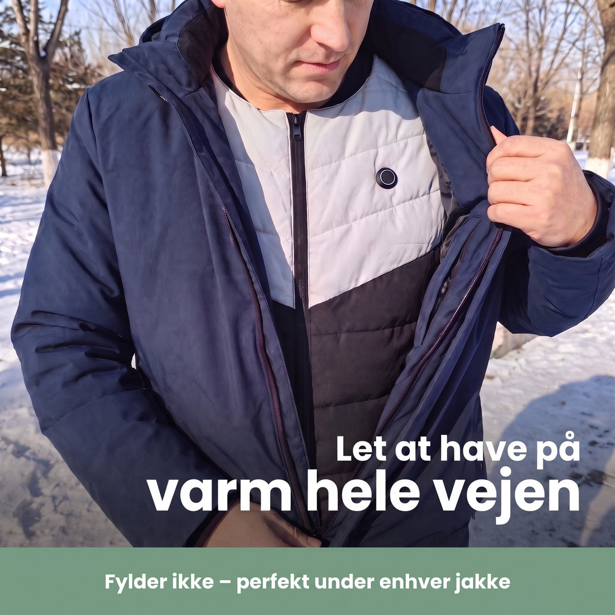 Varmevest båret under vinterjakken