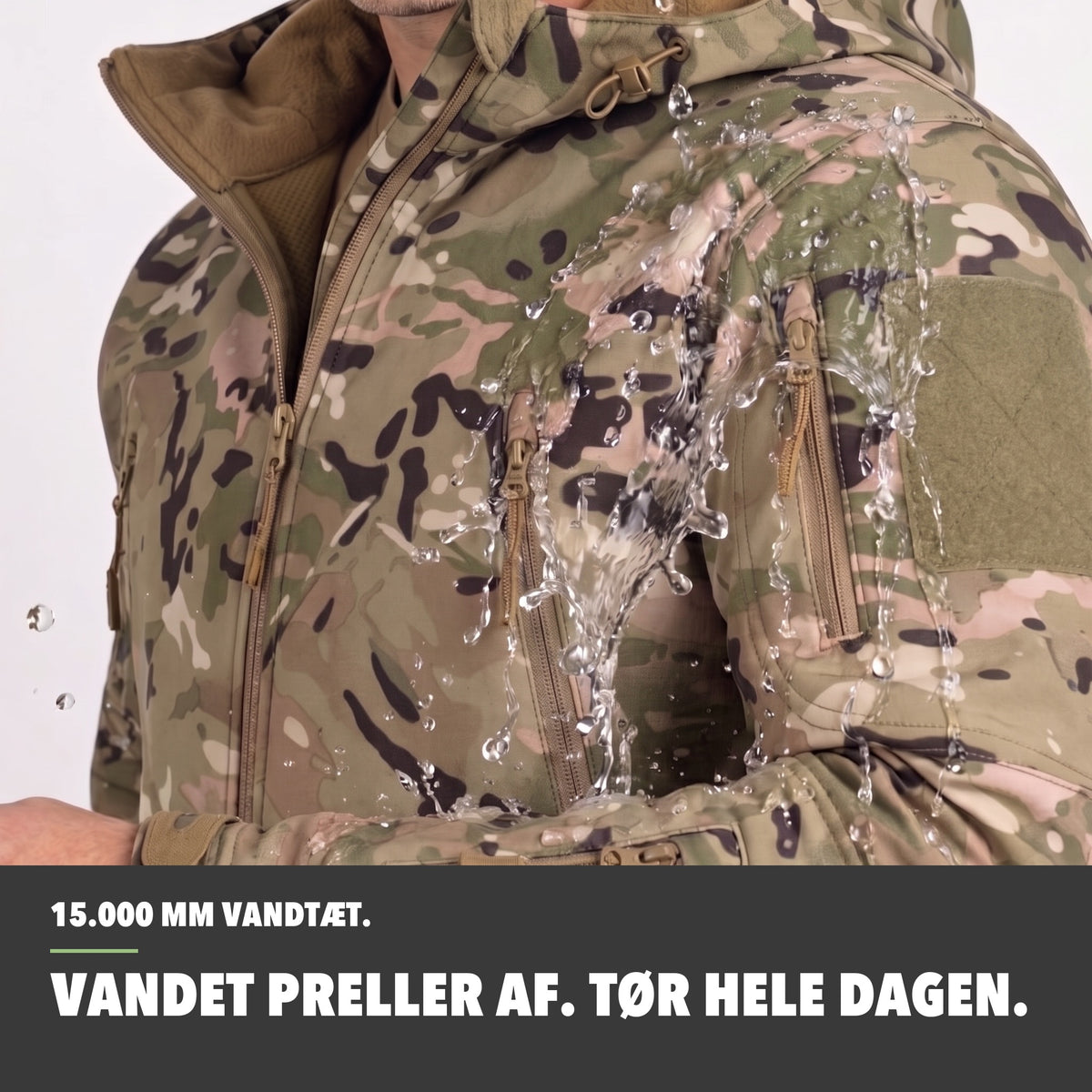 Camouflage Jakke Herre – vandet preller af