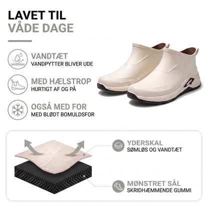 Korte gummistøvler herre – materiale: sømløs vandtæt yderskal og skridhæmmende mønstret sål