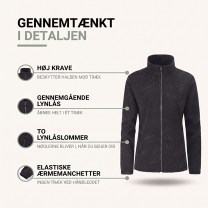 Dame i overgangsjakke med gennemgående lynlås