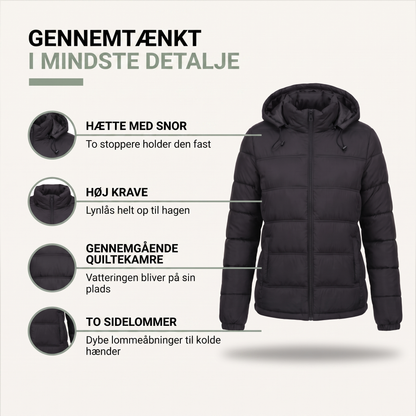 Vinterjakke dame set bagfra, hoftelang