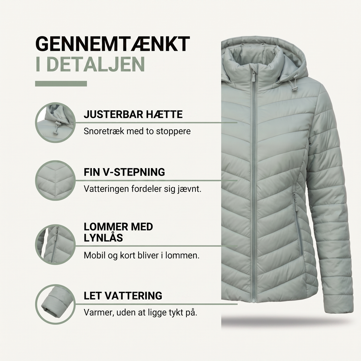 Overgangsjakke dame sort set forfra