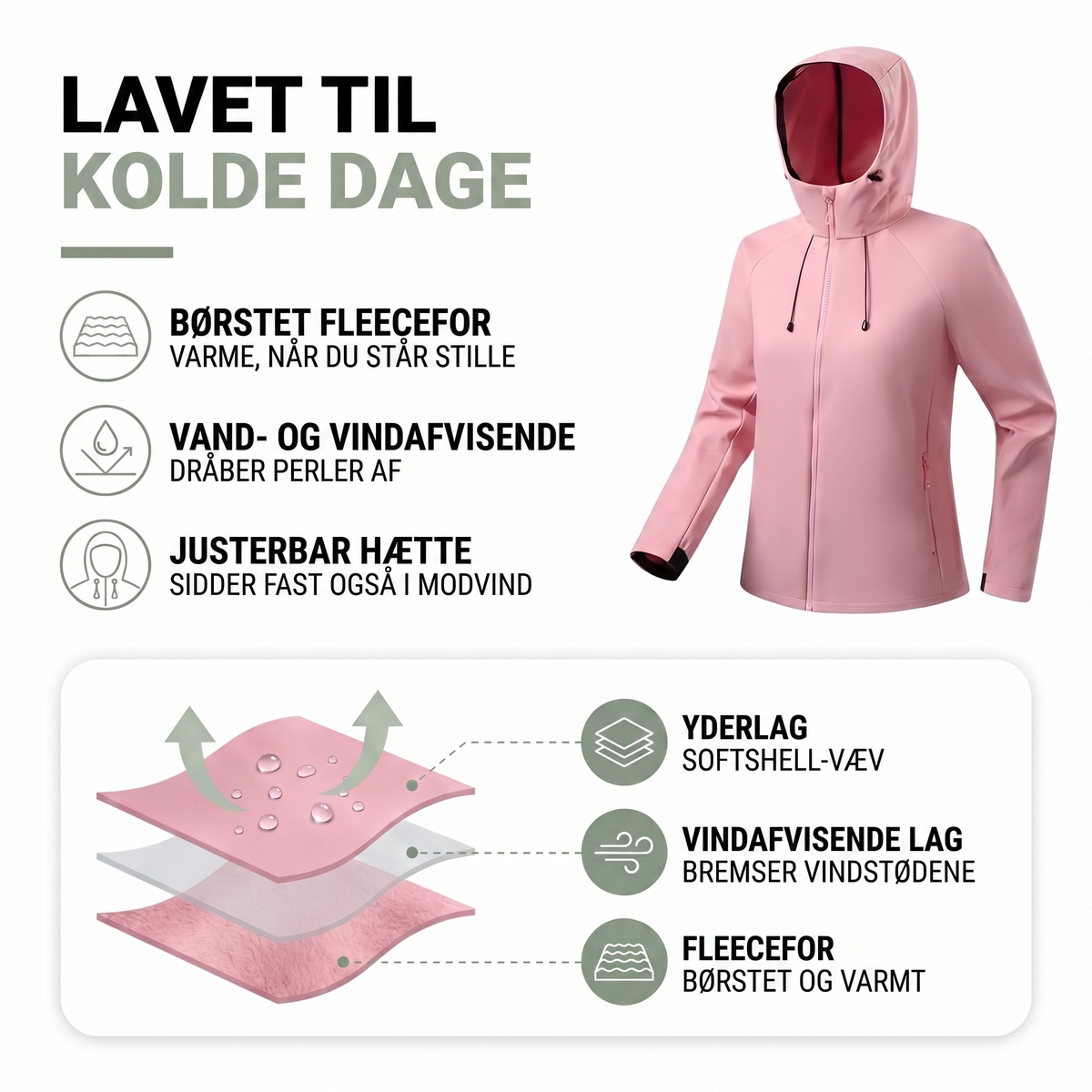 Softshell jakke dame set bagfra