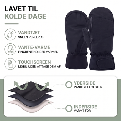 Skihandsker herre i hvid set fra siden