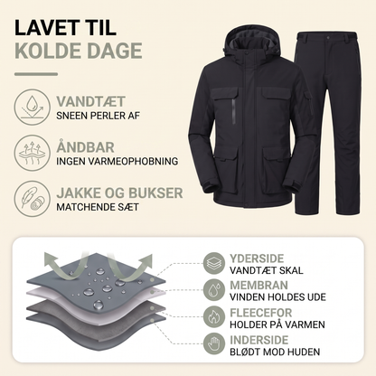 Skidragt herre i orange på model