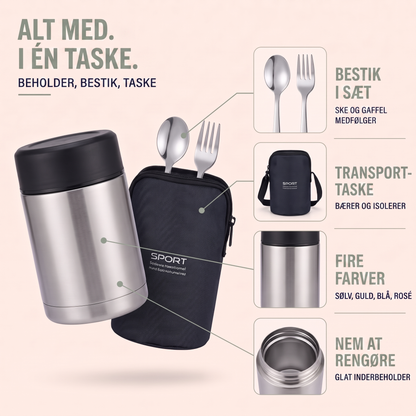 Termobeholder til mad pakket i transporttaske