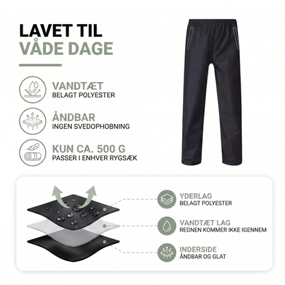 Regnbukser herre mørkeblå set bagfra