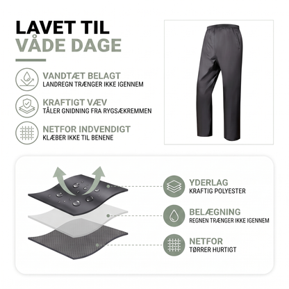 Regnbukser i blå på vandretur