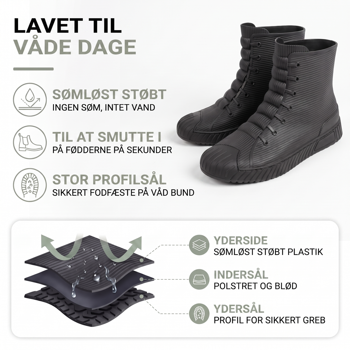 Gummistøvler sneaker-look tæt på