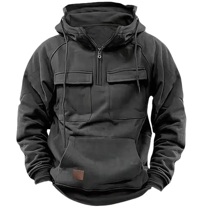 Taktisk Hoodie – Svart med Glidelås – Herregenser