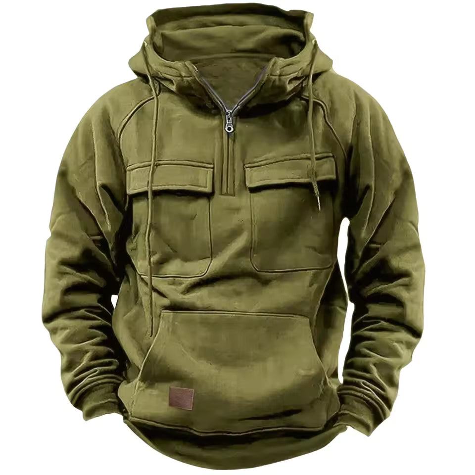 Taktisk Hoodie – Svart med Glidelås – Herregenser