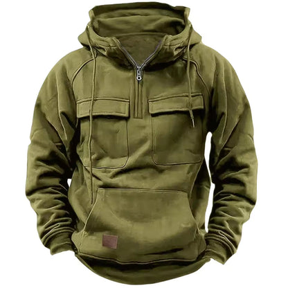 Taktisk Hoodie – Svart med Glidelås – Herregenser