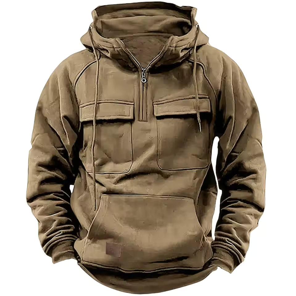 Taktisk Hoodie – Svart med Glidelås – Herregenser