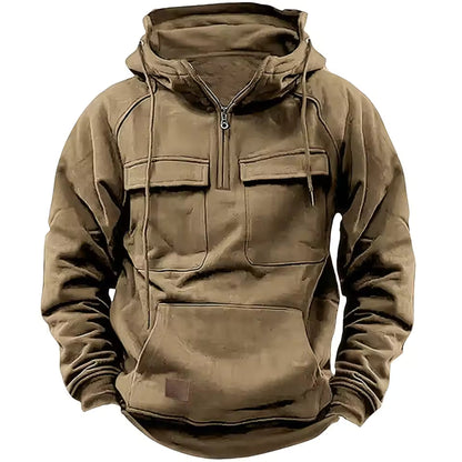 Taktisk Hoodie – Svart med Glidelås – Herregenser