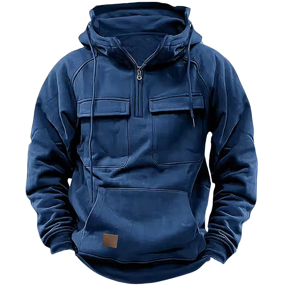 Taktisk Hoodie – Svart med Glidelås – Herregenser