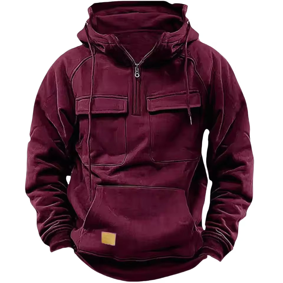 Taktisk Hoodie – Svart med Glidelås – Herregenser
