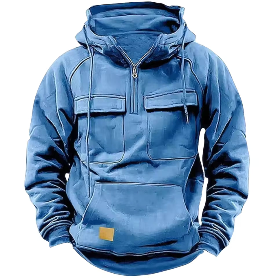Taktisk Hoodie – Svart med Glidelås – Herregenser