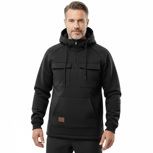 Taktisk Hoodie – Svart med Glidelås – Herregenser